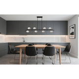 Julep 64-inch 8-light Matte Black Linear Chandelier with Opal Glass Shades