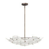 Avril 29-inch 6-light Forged Bronze Chandelier with Clear Starburst Glass Shade