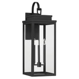 Hillside 31-inch 3-light Textured Black Exterior Wall Sconce with Clear Glass