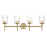 Andrea 32-inch 4-light Champagne Gold Vanity Light with Clear Ribbed Glass Shades