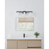 Bedminster 24-inch 3-light Matte Black Vanity Light with Etched Opal Ribbed Glass Shades