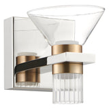 Blake 5-inch 2-light Polished Nickel and Champagne Gold 5CCT LED Vanity Light with Clear and Clear Ribbed Glass