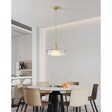 Como 18-inch 1-light Champagne Gold Convertible Pendant with Clear Ribbed and Opal Glass Shade