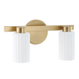 Bedminster 14-inch 2-light Champagne Gold Vanity Light with Etched Opal Ribbed Glass Shades