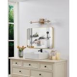 Blake 25-inch 6-light Champagne Gold and Polished Nickel 5CCT LED Vanity Light with Clear and Clear Ribbed Glass