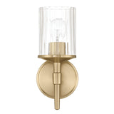 Andrea 5-inch 1-light Champagne Gold Vanity Light with Clear Ribbed Glass Shade