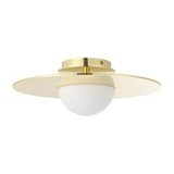 Solstice 16-inch Polished Brass 5CCT LED Convertible Pendant with Opal Ribbed Glass Shade