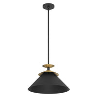 Tremolo 16-inch 1-light Textured Black and Champagne Gold Pendant Light