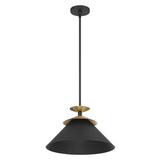 Tremolo 16-inch 1-light Textured Black and Champagne Gold Pendant Light