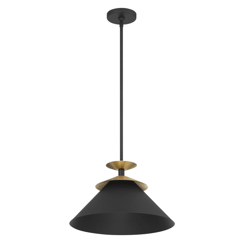 Tremolo 16-inch 1-light Textured Black and Champagne Gold Pendant Light