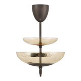Fiorello 14-inch 3-light Forged Bronze Convertible Pendant with Smoked Amber Glass Shades