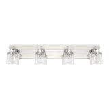 Dryden 32-inch 4-light Polished Nickel Vanity Light with Clear Ribbed Glass Shades