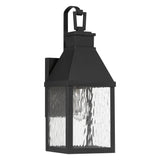 Glencrest 18-inch 1-light Textured Black Exterior Wall Sconce with Clear Water Glass