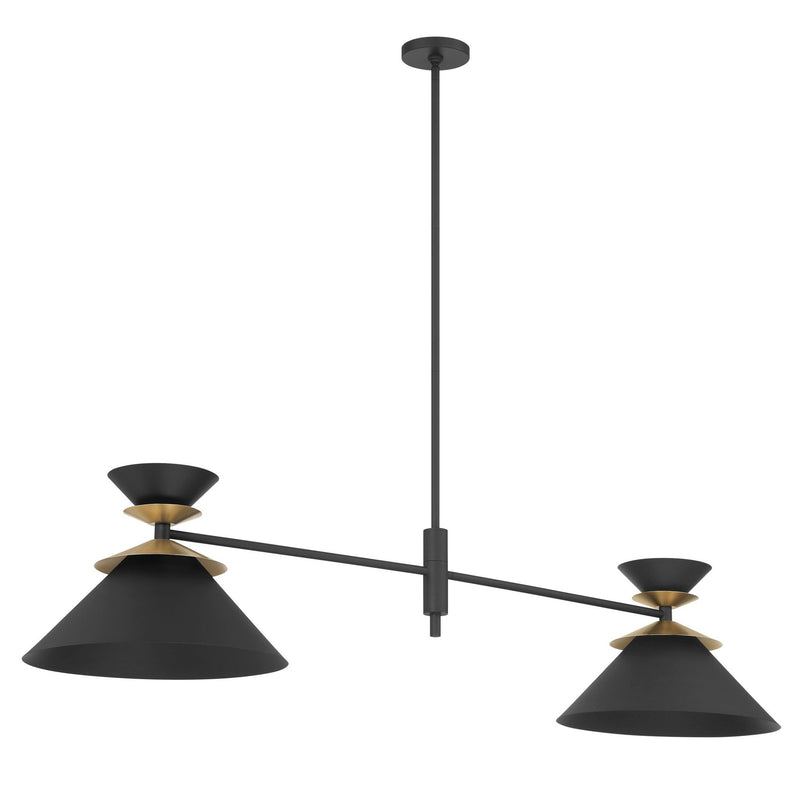 Tremolo 60-inch 2-light Textured Black and Champagne Gold Linear Chandelier