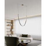 Ayers 59-inch 1-light Champagne Gold with Black and Brown Faux Leather 5CCT LED Linear Chandelier