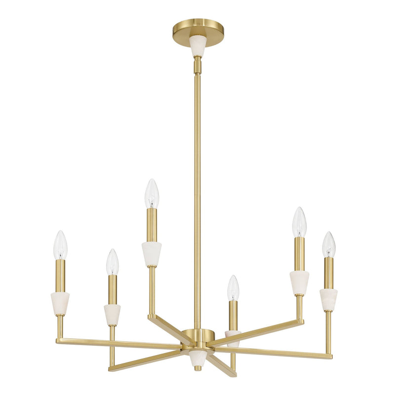 Montclair 26-inch 6-light Brushed Gold and Natural Alabaster Chandelier