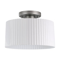 Leilani 11-inch 1-light Brushed Nickel Semi-Flush Mount with Matte White Metal Shade