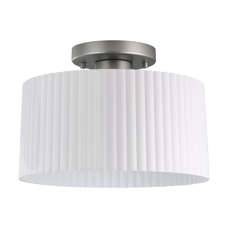 Leilani 11-inch 1-light Brushed Nickel Semi-Flush Mount with Matte White Metal Shade