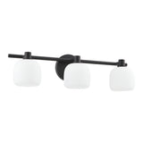 Valentina 24-inch 3-light Matte Black Vanity Light with Etched Opal Glass Shades