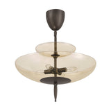 Fiorello 21-inch 4-light Forged Bronze Convertible Pendant with Smoked Amber Glass Shades