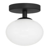 Julep 6-inch 1-light Matte Black Semi-Flush Mount with Opal Glass Shade