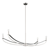 Sussex 47-inch 4-light Polished Nickel and Black Faux Leather Linear Chandelier