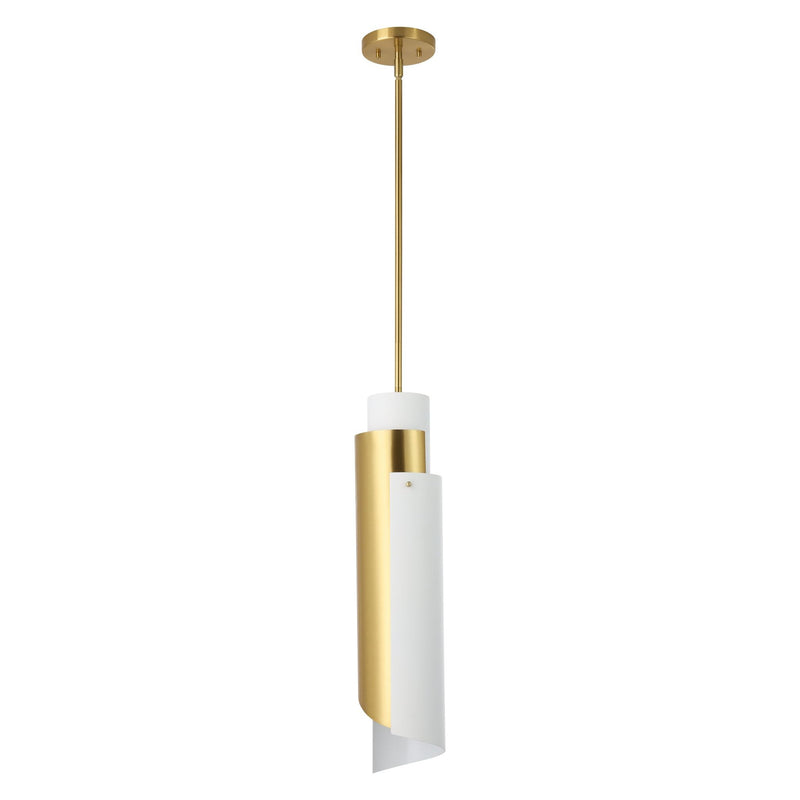 Enzio 6-inch 1-light Brushed Gold Pendant Light with Brushed Gold and Matte White Metal Shade