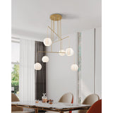 Bryony 48-inch 6-light Brushed Gold Chandelier with White Synthetic Silk Shades