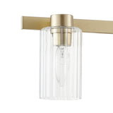 Bedminster 24-inch 3-light Champagne Gold Vanity Light with Clear Ribbed Glass Shades