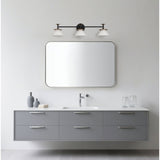 Tremolo 33-inch 3-light Matte Black and Champagne Gold Vanity Light with Etched Opal Glass