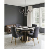 Sussex 36-inch 8-light Polished Nickel and Dark Brown Faux Leather Chandelier