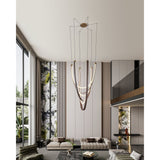 Ayers 43-inch 3-light Champagne Gold with Black and Brown Faux Leather 5CCT LED Chandelier
