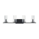 Jared 31-inch 4-light Matte Black Vanity Light with Clear Glass Shades