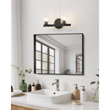 Bedminster 14-inch 2-light Matte Black Vanity Light with Clear Ribbed Glass Shades