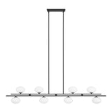 Julep 64-inch 8-light Matte Black Linear Chandelier with Opal Glass Shades