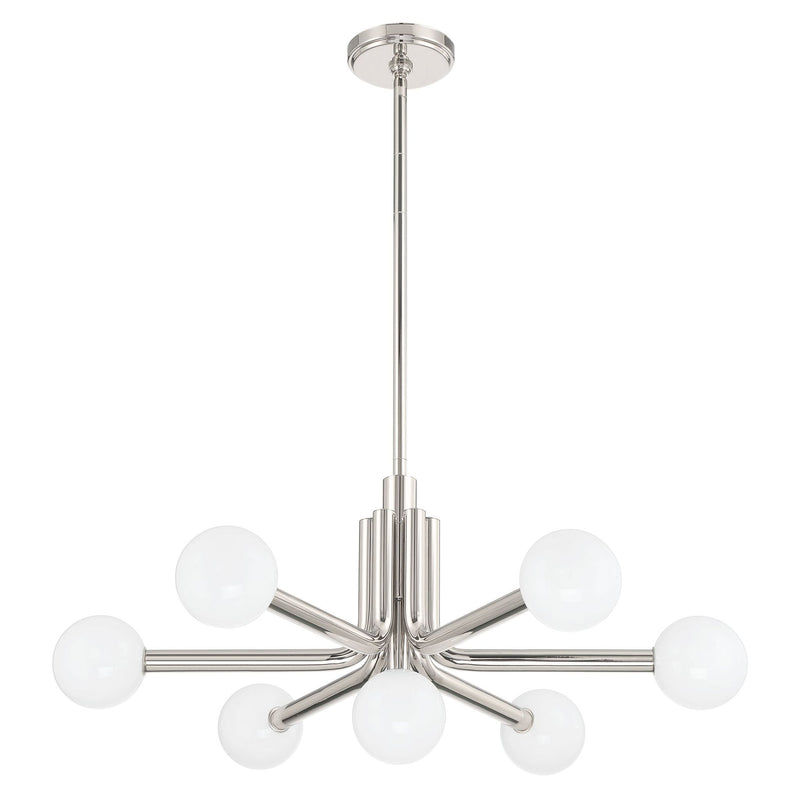Stockholm 29-inch 7-light Polished Nickel Chandelier with Opal Glass Shades