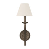 Bethany 19-inch 1-light Forged Bronze Wall Sconce with Natural Linen Shade