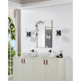 Valentin 13-inch 2-light Matte Black Vanity Light with Clear Pressed Glass Shades