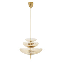 Fiorello 21-inch 6-light Brushed Gold Pendant Light with Smoked Amber Glass Shades