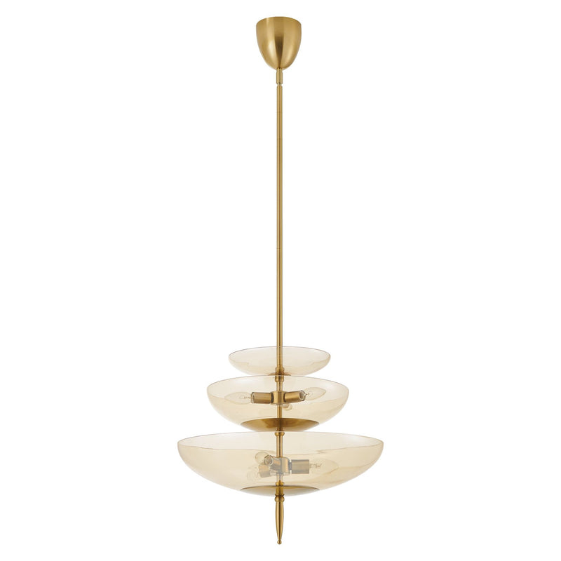 Fiorello 21-inch 6-light Brushed Gold Pendant Light with Smoked Amber Glass Shades
