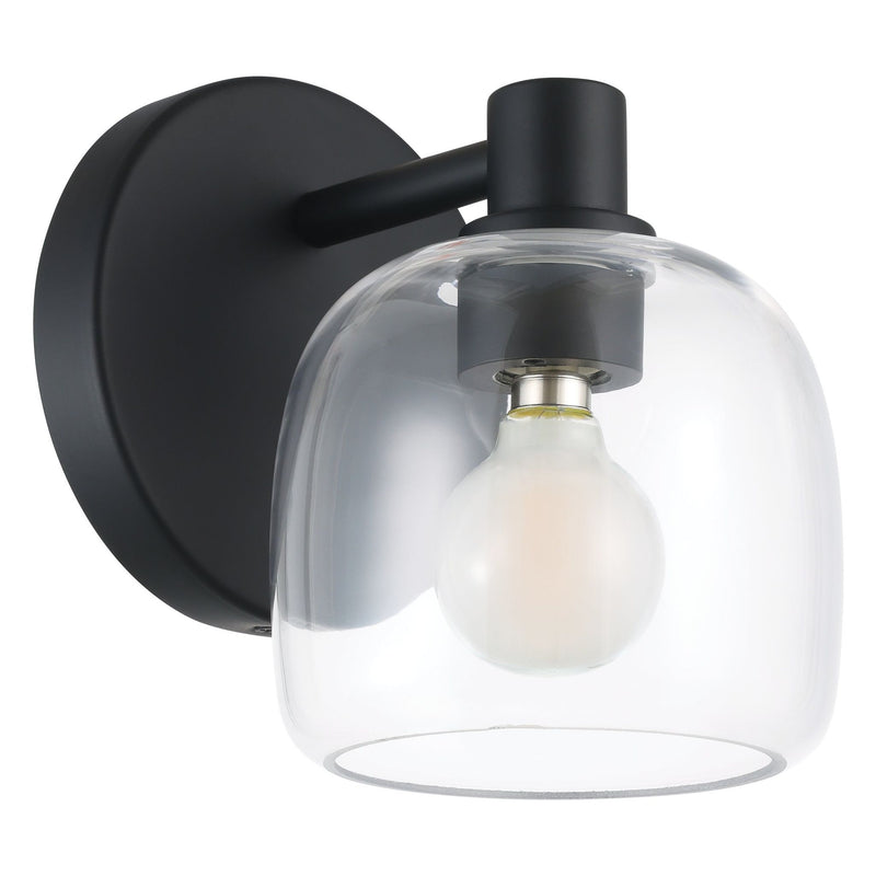 Valentina 5-inch 1-light Matte Black Vanity Light with Clear Glass Shade