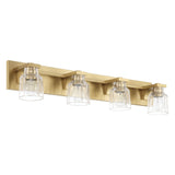 Dryden 32-inch 4-light Champagne Gold Vanity Light with Clear Ribbed Glass Shades