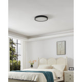 Argyle 16-inch Textured Black and Natural Alabaster 5CCT LED Flush Mount