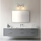 Andrea 15-inch 2-light Polished Nickel Vanity Light with Clear Ribbed Glass Shades