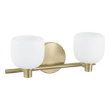 Valentina 15-inch 2-light Champagne Gold Vanity Light with Etched Opal Glass Shades