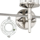 Andrea 24-inch 3-light Polished Nickel Vanity Light with Clear Ribbed Glass Shades