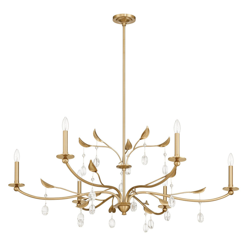 Presley 48-inch 6-light Champagne Gold Chandelier with Clear Glass Drops