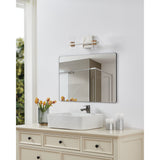 Blake 16-inch 4-light Polished Nickel and Champagne Gold 5CCT LED Vanity Light with Clear and Clear Ribbed Glass
