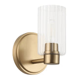 Bedminster 5-inch 1-light Champagne Gold Vanity Light with Clear Ribbed Glass Shade