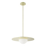 Solstice 22-inch Polished Brass 5CCT LED Convertible Pendant with Opal Ribbed Glass Shade